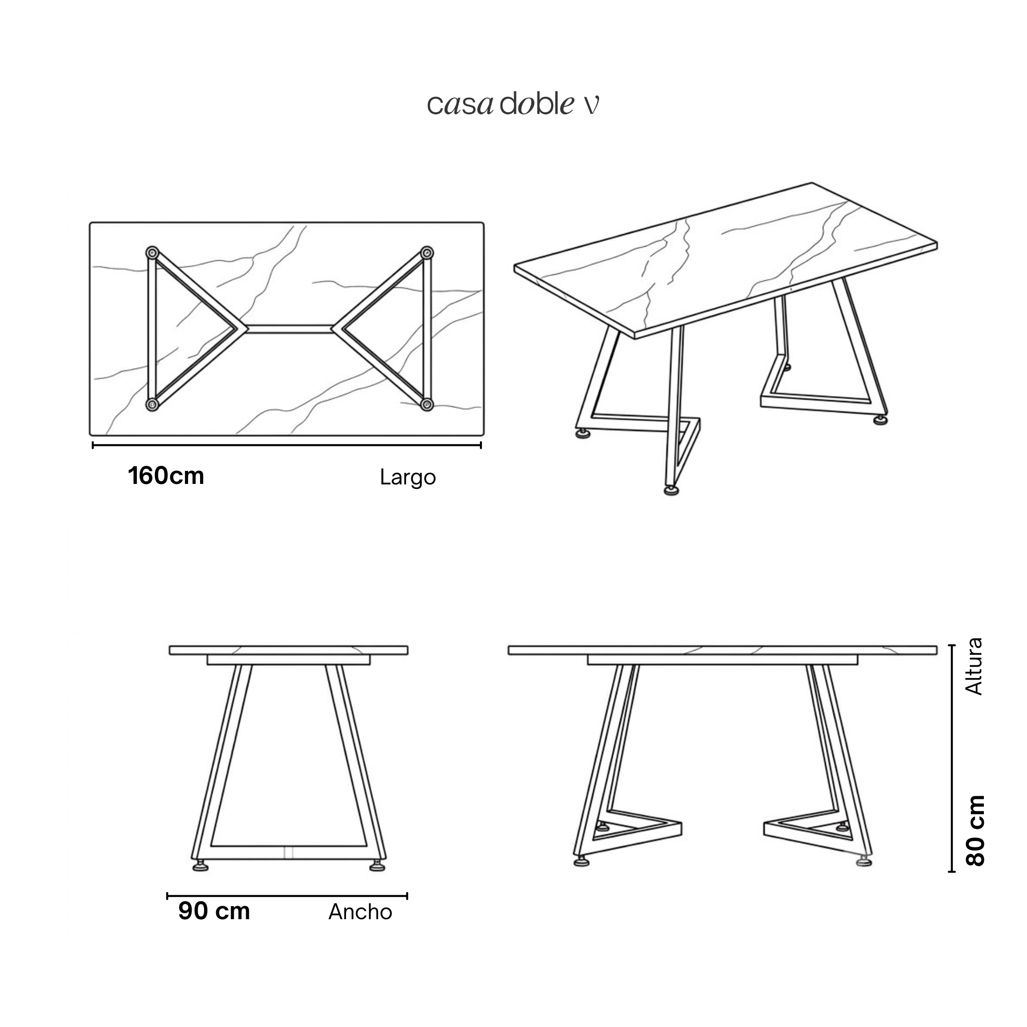 Mesa de granito Diamond 90 cm x 160 cm