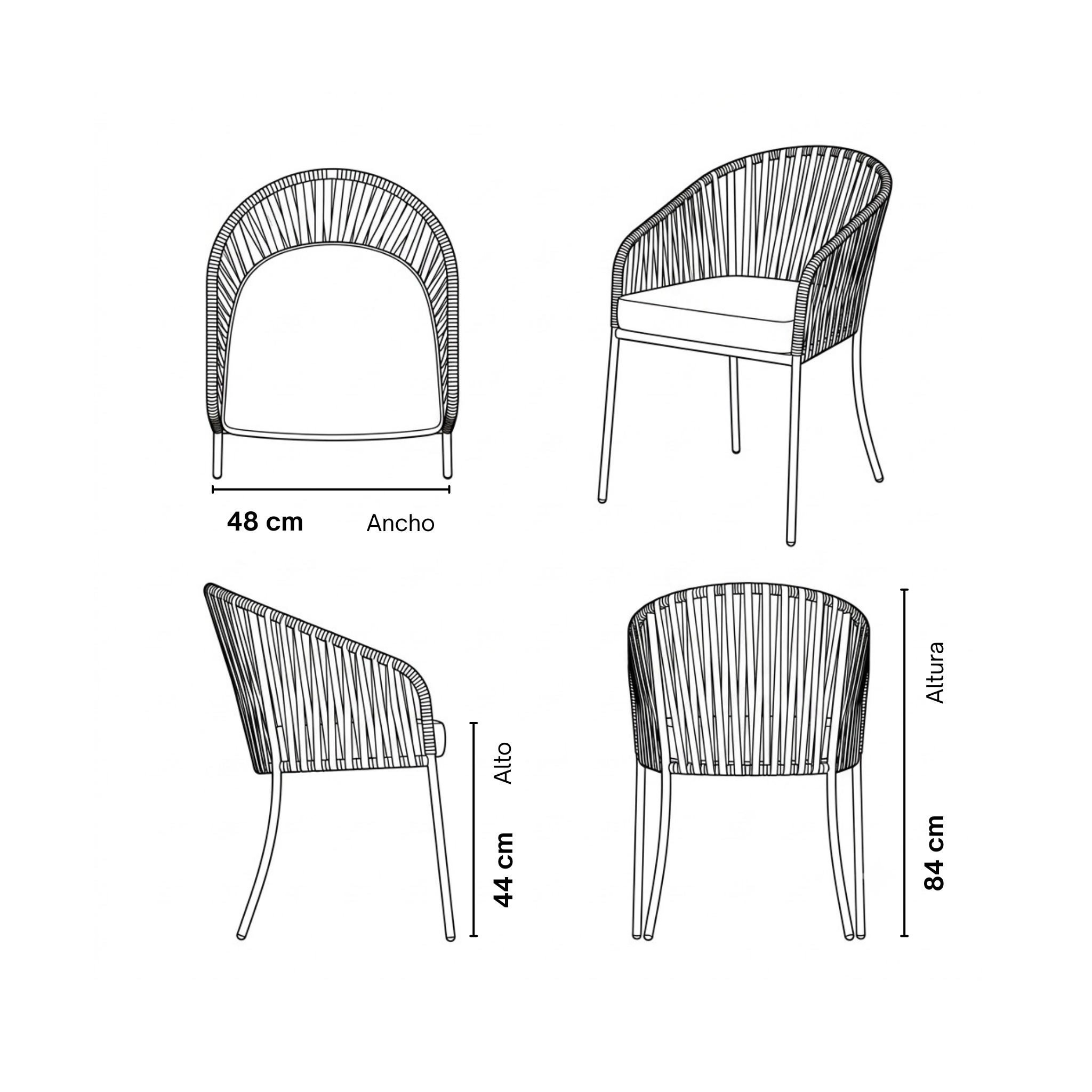 Silla Malibú · Edición Black (Interior /Semi exterior)